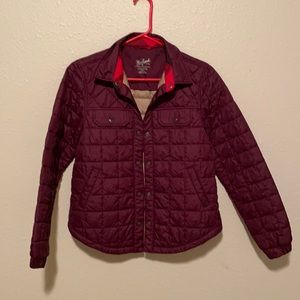 Woolrich burgundy light weight women’s exploration jacket.